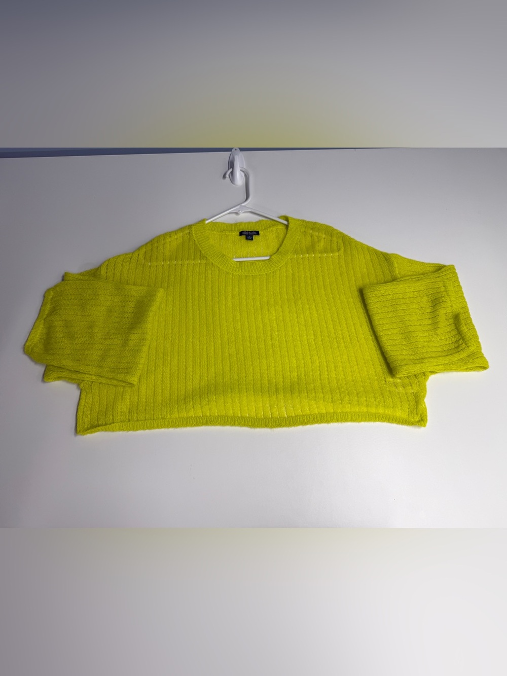 wild fable Neon Yellow Ribbed Cropped Crewneck Sweater